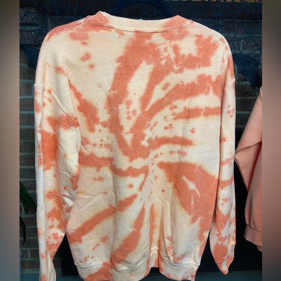 Orange Spiral Tie-Dye Puffy Skating Ghost Crewneck, Size Medium - Picture 3 of 4